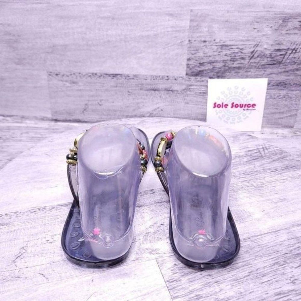 Penny Loves Kenny Beaded Jelly Thong Flip Flop Sandal Clear Women's sz 7 - Picture 4 of 8